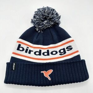 Birddogs Beanie Hat Blue Cotton Blend Pom Pom Ski Snowboard Outdoor Mens OS